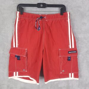 Abercrombie & Fitch Shorts Men Small Red Cargo Hybrid Swim Trunks Y2k Drawstring